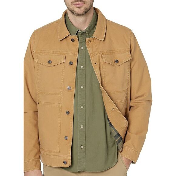 LL Bean BeanFlex Utility Trucker Jacket Cotton Marsh Brown Flannel Lined XL Tall - Picture 1 of 11